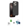 MARSİLYAN™- iPhone 16 Pro Max Kılıf Kıvılcım Çizgi Serisi - Siyah 3D Antistatik Cam Ekran Koruyucu + Raze Metal Kamera Lens - BZ