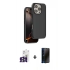 MARSİLYAN™- iPhone 16 Pro Max Kılıf Kıvılcım Çizgi Serisi - Siyah 3D Antistatik Hayalet Cam Ekran Koruyucu + Bilvis Titan Kamera Lens - GS