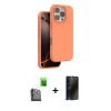 MARSİLYAN™- iPhone 16 Pro Max Kılıf Kıvılcım Çizgi Serisi - Siyah 3D Antistatik Hayalet Cam Ekran Koruyucu + Raze Metal Kamera Lens - SH