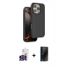 MARSİLYAN™- iPhone 16 Pro Max Kılıf Kıvılcım Çizgi Serisi - Siyah 3D Antistatik Hayalet Cam Ekran Koruyucu + Bilvis Titan Kamera Lens - SH