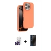 MARSİLYAN™- iPhone 16 Pro Max Kılıf Kıvılcım Çizgi Serisi - Siyah 3D Antistatik Hayalet Cam Ekran Koruyucu + Bilvis Titan Kamera Lens - TMGI