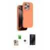 MARSİLYAN™- iPhone 16 Pro Max Kılıf Kıvılcım Çizgi Serisi - Siyah 3D Antistatik Hayalet Cam Ekran Koruyucu + Raze Metal Kamera Lens - NLGY