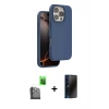 MARSİLYAN™- iPhone 16 Pro Max Kılıf Kıvılcım Çizgi Serisi - Siyah 3D Antistatik Hayalet Cam Ekran Koruyucu + Raze Metal Kamera Lens - SH