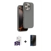 MARSİLYAN™- iPhone 16 Pro Max Kılıf Kıvılcım Çizgi Serisi - Siyah 3D Antistatik Hayalet Cam Ekran Koruyucu + Bilvis Titan Kamera Lens - GS