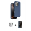 MARSİLYAN™- iPhone 16 Pro Max Kılıf Kıvılcım Çizgi Serisi - Siyah 3D Antistatik Hayalet Cam Ekran Koruyucu + Pers Alüminyum Kamera Lens - GS