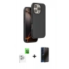 MARSİLYAN™- iPhone 16 Pro Max Kılıf Kıvılcım Çizgi Serisi - Siyah 3D Antistatik Hayalet Cam Ekran Koruyucu + Raze Metal Kamera Lens - BZ