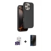 MARSİLYAN™- iPhone 16 Pro Max Kılıf Kıvılcım Çizgi Serisi - Siyah 3D Antistatik Hayalet Cam Ekran Koruyucu + Bilvis Titan Kamera Lens - TMGI