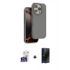 MARSİLYAN™- iPhone 16 Pro Max Kılıf Kıvılcım Çizgi Serisi - Siyah 3D Antistatik Hayalet Cam Ekran Koruyucu + Bilvis Titan Kamera Lens - TMGI