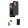 MARSİLYAN™- iPhone 16 Pro Max Kılıf Kıvılcım Çizgi Serisi - Siyah 3D Antistatik Hayalet Cam Ekran Koruyucu + Raze Metal Kamera Lens - CLTM