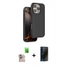MARSİLYAN™- iPhone 16 Pro Max Kılıf Kıvılcım Çizgi Serisi - Siyah 3D Antistatik Hayalet Cam Ekran Koruyucu + Raze Metal Kamera Lens - NLGY