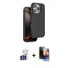 MARSİLYAN™- iPhone 16 Pro Max Kılıf Kıvılcım Çizgi Serisi - Siyah 3D Antistatik Mat Seramik Nano Ekran Koruyucu + Bilvis Titan Kamera Lens - TMGI