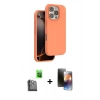 MARSİLYAN™- iPhone 16 Pro Max Kılıf Kıvılcım Çizgi Serisi - Siyah 3D Antistatik Mat Seramik Nano Ekran Koruyucu + Raze Metal Kamera Lens - SH