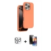 MARSİLYAN™- iPhone 16 Pro Max Kılıf Kıvılcım Çizgi Serisi - Siyah 3D Antistatik Mat Seramik Nano Ekran Koruyucu + Pers Alüminyum Kamera Lens - GS