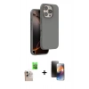 MARSİLYAN™- iPhone 16 Pro Max Kılıf Kıvılcım Çizgi Serisi - Siyah 3D Antistatik Mat Seramik Nano Ekran Koruyucu + Raze Metal Kamera Lens - NLGY