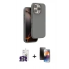 MARSİLYAN™- iPhone 16 Pro Max Kılıf Kıvılcım Çizgi Serisi - Siyah 3D Antistatik Mat Seramik Nano Ekran Koruyucu + Bilvis Titan Kamera Lens - GS