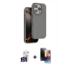 MARSİLYAN™- iPhone 16 Pro Max Kılıf Kıvılcım Çizgi Serisi - Siyah 3D Antistatik Mat Seramik Nano Ekran Koruyucu + Bilvis Titan Kamera Lens - TMGI