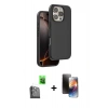 MARSİLYAN™- iPhone 16 Pro Max Kılıf Kıvılcım Çizgi Serisi - Siyah 3D Antistatik Mat Seramik Nano Ekran Koruyucu + Raze Metal Kamera Lens - SH