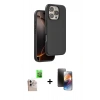 MARSİLYAN™- iPhone 16 Pro Max Kılıf Kıvılcım Çizgi Serisi - Siyah 3D Antistatik Mat Seramik Nano Ekran Koruyucu + Raze Metal Kamera Lens - NLGY