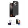 MARSİLYAN™- iPhone 16 Pro Max Kılıf Kıvılcım Çizgi Serisi - Siyah 3D Antistatik Mat Seramik Nano Ekran Koruyucu + Bilvis Titan Kamera Lens - SH