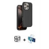 MARSİLYAN™- iPhone 16 Pro Max Kılıf Kıvılcım Çizgi Serisi - Siyah 3D Antistatik Seramik Nano Ekran Koruyucu + Pers Alüminyum Kamera Lens - GI