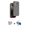 MARSİLYAN™- iPhone 16 Pro Max Kılıf Kıvılcım Çizgi Serisi - Siyah 3D Antistatik Seramik Nano Ekran Koruyucu + Gümüş Pers Alüminyum Kamera Lens