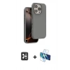 MARSİLYAN™- iPhone 16 Pro Max Kılıf Kıvılcım Çizgi Serisi - Siyah 3D Antistatik Seramik Nano Ekran Koruyucu + PVD Metal Kamera Lens - SH