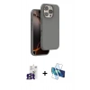 MARSİLYAN™- iPhone 16 Pro Max Kılıf Kıvılcım Çizgi Serisi - Siyah 3D Antistatik Seramik Nano Ekran Koruyucu + Titanyum Gri Bilvis Titan Kamera Lens