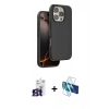 MARSİLYAN™- iPhone 16 Pro Max Kılıf Kıvılcım Çizgi Serisi - Siyah 3D Antistatik Seramik Nano Ekran Koruyucu + Titanyum Gri Bilvis Titan Kamera Lens