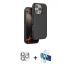 MARSİLYAN™- iPhone 16 Pro Max Kılıf Kıvılcım Çizgi Serisi - Siyah 3D Antistatik Seramik Nano Ekran Koruyucu + Gümüş Pers Alüminyum Kamera Lens