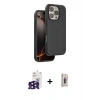 MARSİLYAN™- iPhone 16 Pro Max Kılıf Kıvılcım Çizgi Serisi - Siyah Bilvis 3D Cam Ekran Koruyucu + Bilvis Titan Kamera Lens - SH