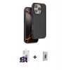 MARSİLYAN™- iPhone 16 Pro Max Kılıf Kıvılcım Çizgi Serisi - Siyah Bilvis 3D Cam Ekran Koruyucu + Bilvis Titan Kamera Lens - GS