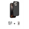 MARSİLYAN™- iPhone 16 Pro Max Kılıf Kıvılcım Çizgi Serisi - Siyah Bilvis 3D Cam Ekran Koruyucu + Pers Alüminyum Kamera Lens - GS