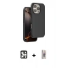 MARSİLYAN™- iPhone 16 Pro Max Kılıf Kıvılcım Çizgi Serisi - Siyah Bilvis 3D Cam Ekran Koruyucu + PVD Metal Kamera Lens - GS