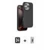 MARSİLYAN™- iPhone 16 Pro Max Kılıf Kıvılcım Çizgi Serisi - Siyah Bilvis 3D Cam Ekran Koruyucu + PVD Metal Kamera Lens - SH