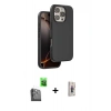MARSİLYAN™- iPhone 16 Pro Max Kılıf Kıvılcım Çizgi Serisi - Siyah Bilvis 3D Cam Ekran Koruyucu + Raze Metal Kamera Lens - SH