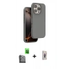 MARSİLYAN™- iPhone 16 Pro Max Kılıf Kıvılcım Çizgi Serisi - Siyah Bilvis 3D Cam Ekran Koruyucu + Raze Metal Kamera Lens - SH
