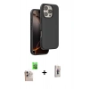 MARSİLYAN™- iPhone 16 Pro Max Kılıf Kıvılcım Çizgi Serisi - Siyah Bilvis 3D Cam Ekran Koruyucu + Raze Metal Kamera Lens - NLGY