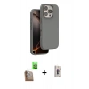 MARSİLYAN™- iPhone 16 Pro Max Kılıf Kıvılcım Çizgi Serisi - Siyah Bilvis 3D Cam Ekran Koruyucu + Raze Metal Kamera Lens - CLTM