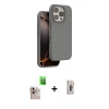 MARSİLYAN™- iPhone 16 Pro Max Kılıf Kıvılcım Çizgi Serisi - Siyah Bilvis 3D Cam Ekran Koruyucu + Raze Metal Kamera Lens - NLGY