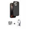 MARSİLYAN™- iPhone 16 Pro Max Kılıf Kıvılcım Çizgi Serisi - Siyah Bilvis 3X AR Hayalet Cam Ekran Koruyucu + Pers Alüminyum Kamera Lens - GI