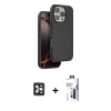 MARSİLYAN™- iPhone 16 Pro Max Kılıf Kıvılcım Çizgi Serisi - Siyah Bilvis 3X AR Hayalet Cam Ekran Koruyucu + PVD Metal Kamera Lens - SH