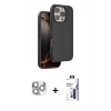 MARSİLYAN™- iPhone 16 Pro Max Kılıf Kıvılcım Çizgi Serisi - Siyah Bilvis 3X AR Hayalet Cam Ekran Koruyucu + Pers Alüminyum Kamera Lens - GS