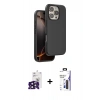 MARSİLYAN™- iPhone 16 Pro Max Kılıf Kıvılcım Çizgi Serisi - Siyah Bilvis 3X AR Hayalet Cam Ekran Koruyucu + Bilvis Titan Kamera Lens - SH
