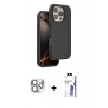 MARSİLYAN™- iPhone 16 Pro Max Kılıf Kıvılcım Çizgi Serisi - Siyah Bilvis 3X AR HD Cam Ekran Koruyucu + Pers Alüminyum Kamera Lens - GS