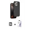 MARSİLYAN™- iPhone 16 Pro Max Kılıf Kıvılcım Çizgi Serisi - Siyah Bilvis 3X AR HD Cam Ekran Koruyucu + PVD Metal Kamera Lens - GS
