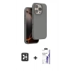 MARSİLYAN™- iPhone 16 Pro Max Kılıf Kıvılcım Çizgi Serisi - Siyah Bilvis 3X AR HD Cam Ekran Koruyucu + PVD Metal Kamera Lens - SH