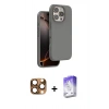 MARSİLYAN™- iPhone 16 Pro Max Kılıf Kıvılcım Çizgi Serisi - Siyah Bilvis 5in1 3D Magic Cam Ekran Koruyucu + Çöl Titanyum Pers Alüminyum Kamera Lens