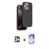 MARSİLYAN™- iPhone 16 Pro Max Kılıf Kıvılcım Çizgi Serisi - Siyah Bilvis 5in1 3D Magic Cam Ekran Koruyucu + PVD Metal Kamera Lens - GD