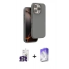 MARSİLYAN™- iPhone 16 Pro Max Kılıf Kıvılcım Çizgi Serisi - Siyah Bilvis 5in1 3D Magic Cam Ekran Koruyucu + Bilvis Titan Kamera Lens - GS