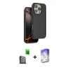 MARSİLYAN™- iPhone 16 Pro Max Kılıf Kıvılcım Çizgi Serisi - Siyah Bilvis 5in1 3D Magic Cam Ekran Koruyucu + Raze Metal Kamera Lens - SH
